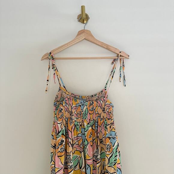ASTR The Label Marlene Floral Print Smocked Sleeveless Maxi Dress Orange L - Picture 8 of 11